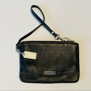 Coach Black Pebble Leather Wristlet
